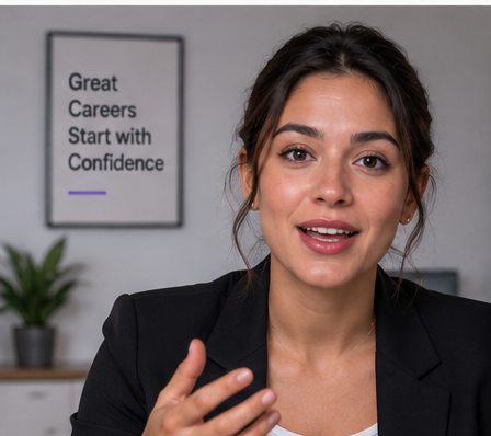Une candidate en entretien, face à sa webcam.